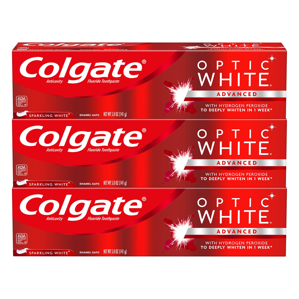 Colgate Optic White Sparkling Mint toothpaste two-pack box
