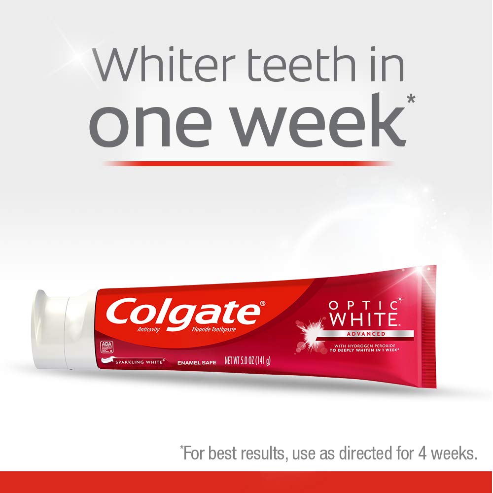 Packaging for Colgate Optic White Sparkling Mint 5 oz 2-pack