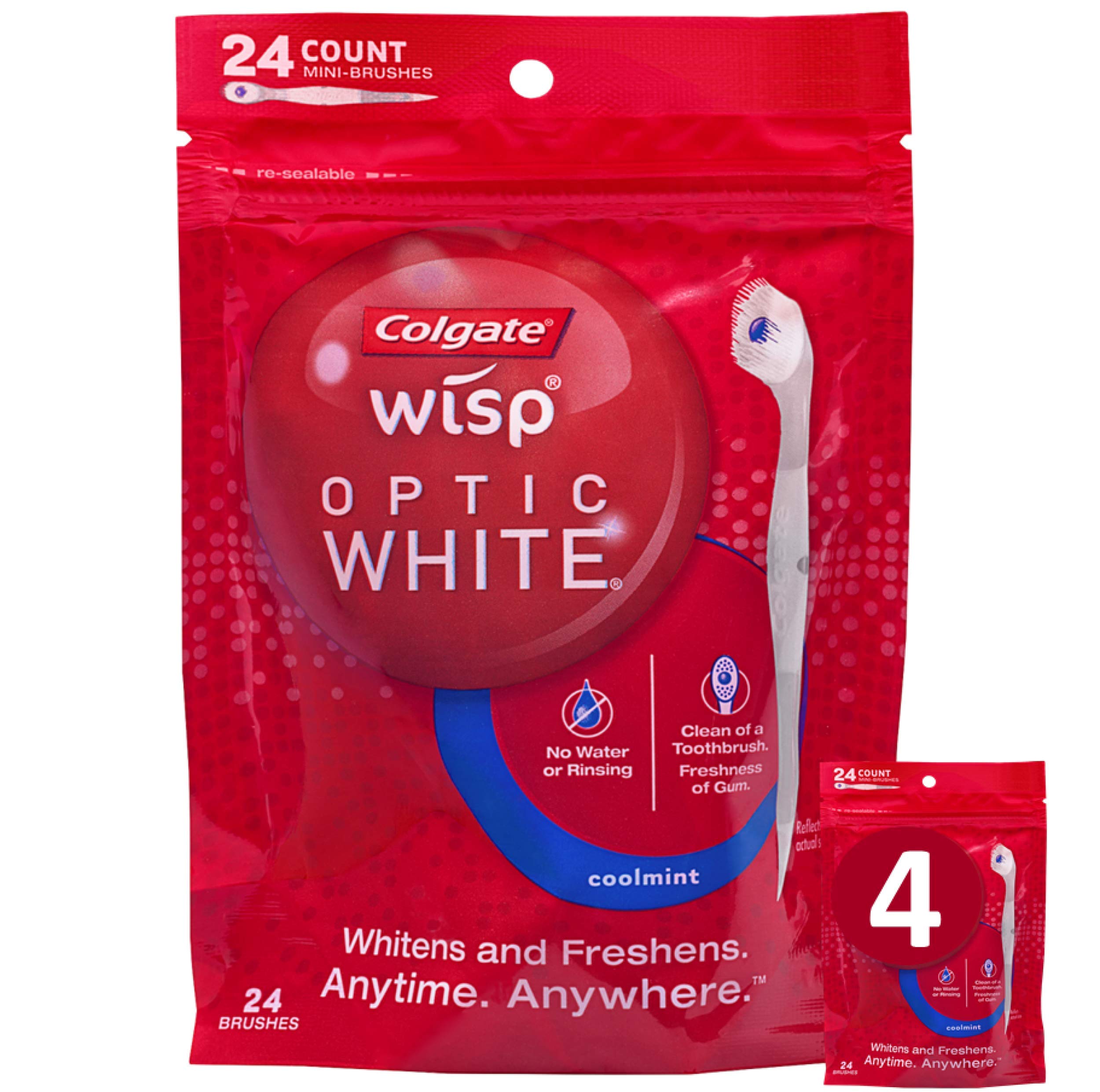 Colgate Optic White Wisp Disposable Mini Toothbrush Cool Mint — front view