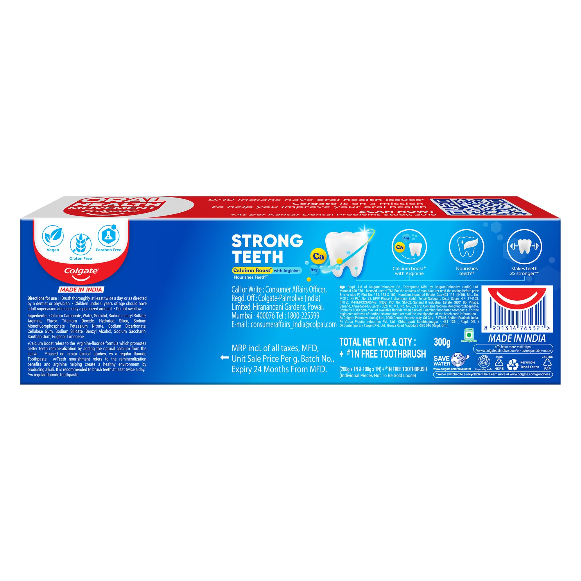Shelf display with Colgate Strong Teeth Saver Pack and toothbrush