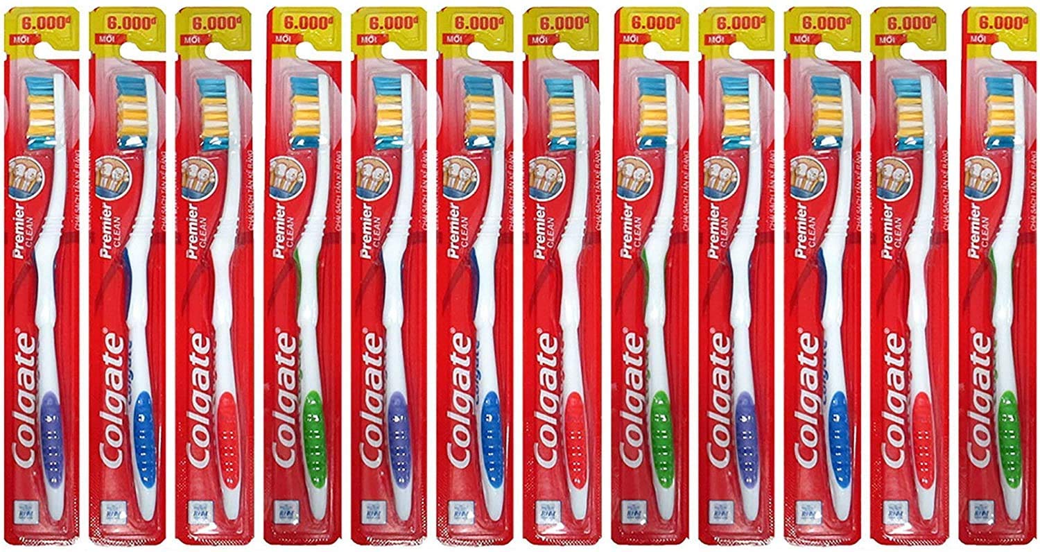Colgate Premier Extra Clean toothbrushes 12-pack - back view with tongue scraper