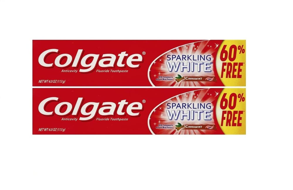 Colgate Sparkling White Cinnamint toothpaste 4.0 oz 2-pack front view