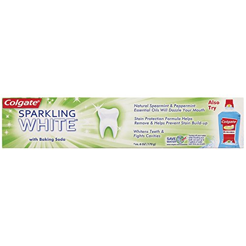 Close-up of Colgate Sparkling White Mint Zing Gel toothpaste label