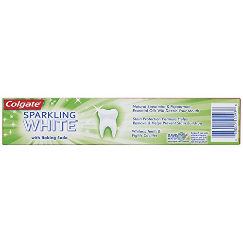 Colgate Sparkling White Mint toothpaste box displayed
