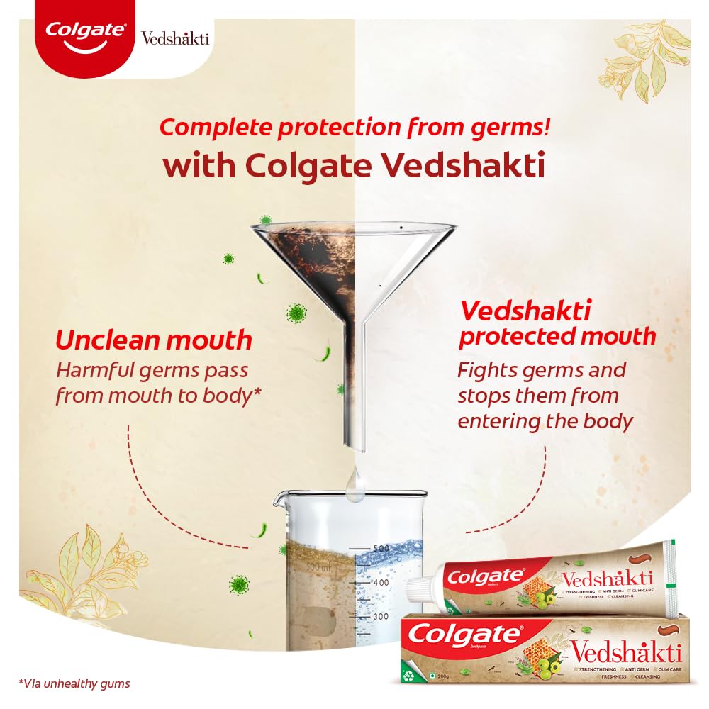 Colgate Swarna Vedshakti 200g Pack of 3 - packaging side view