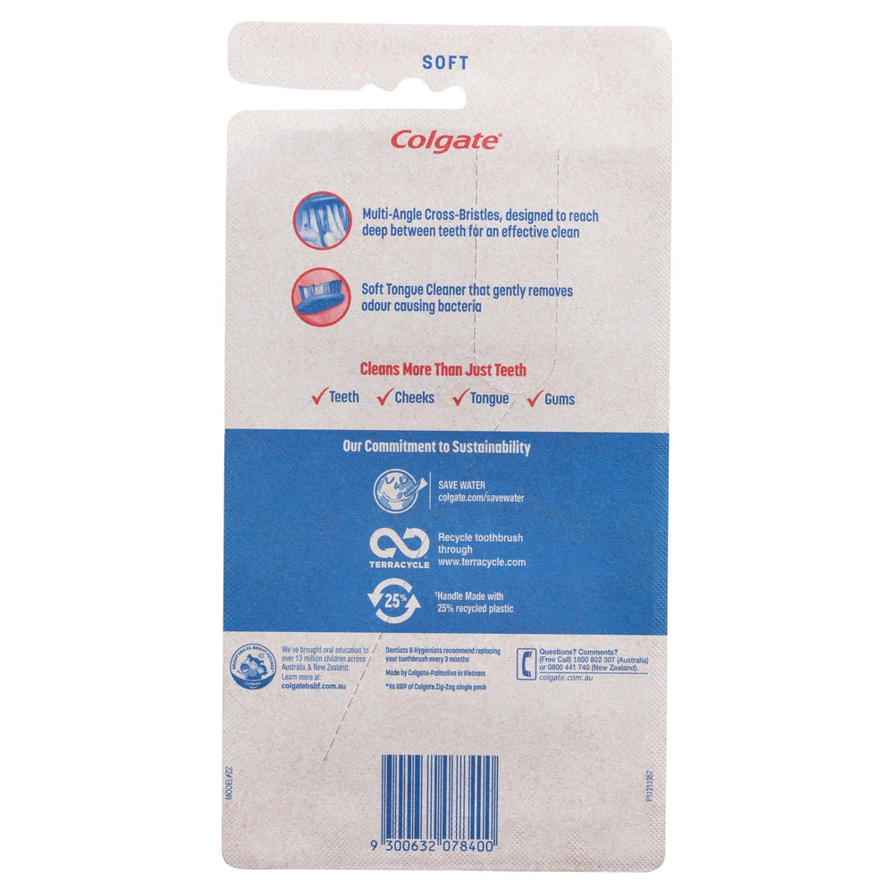 Close-up of Zig Zag bristles on Colgate Zig Zag Soft Toothbrush