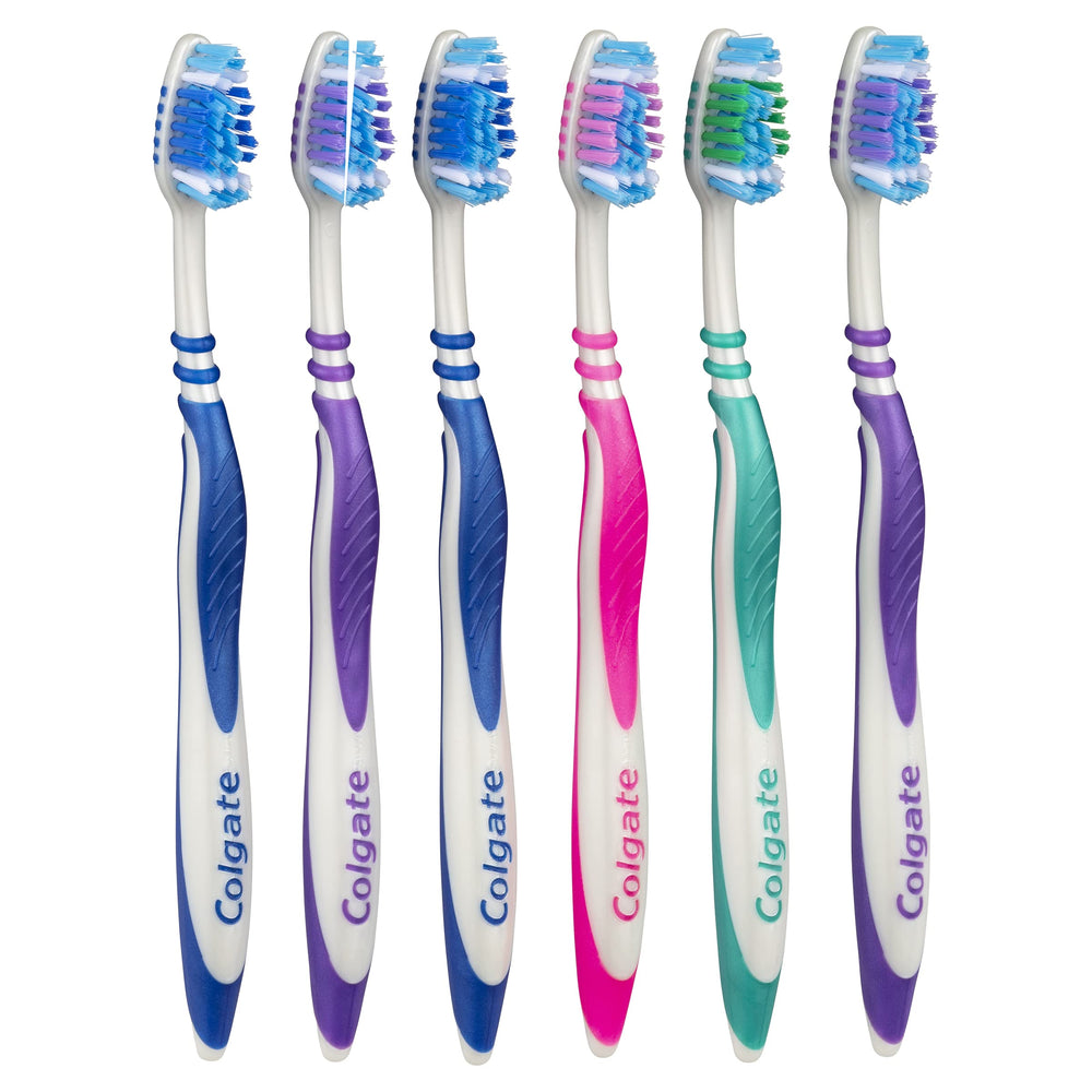 Six Colgate Zig Zag Soft Toothbrushes in value pack with assorted colors