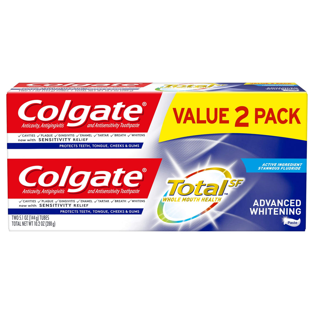 Colgate Total Advanced Whitening Toothpaste 5.1 oz 2-pack front view
