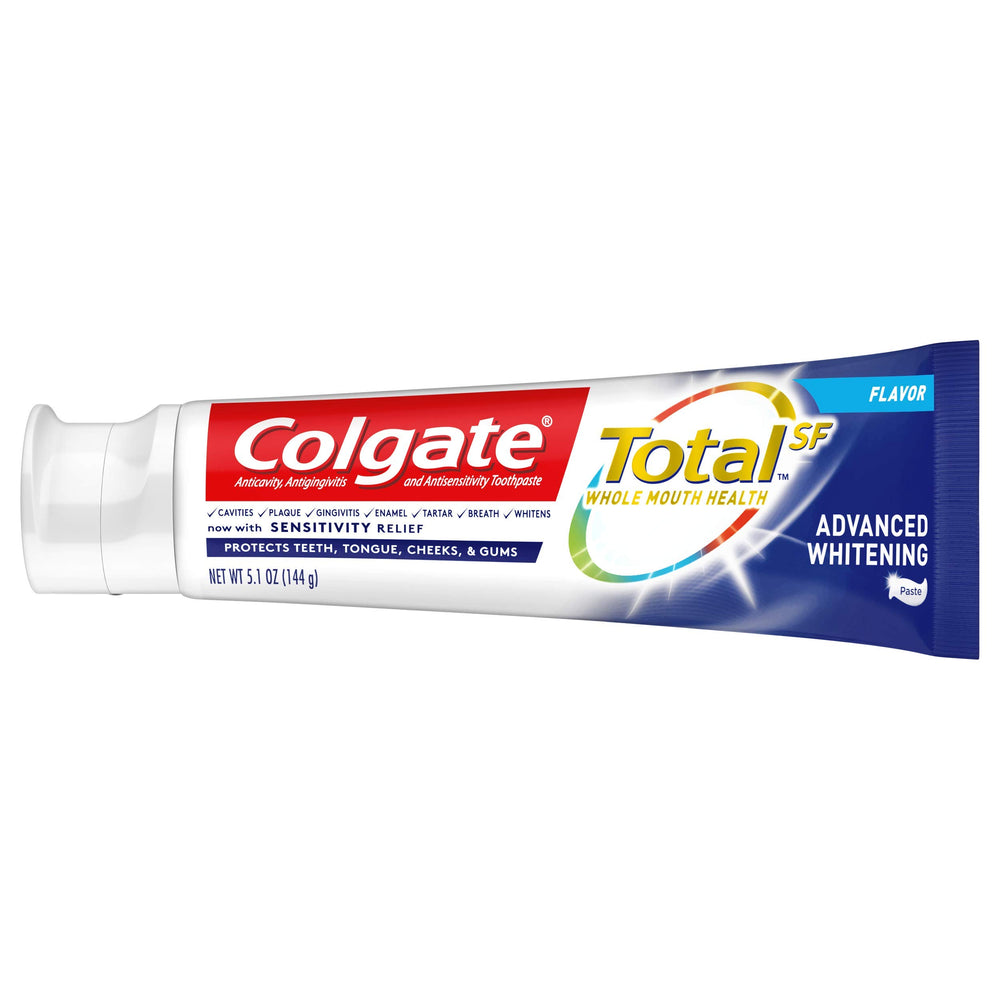 Colgate toothpaste box detail and product labeling