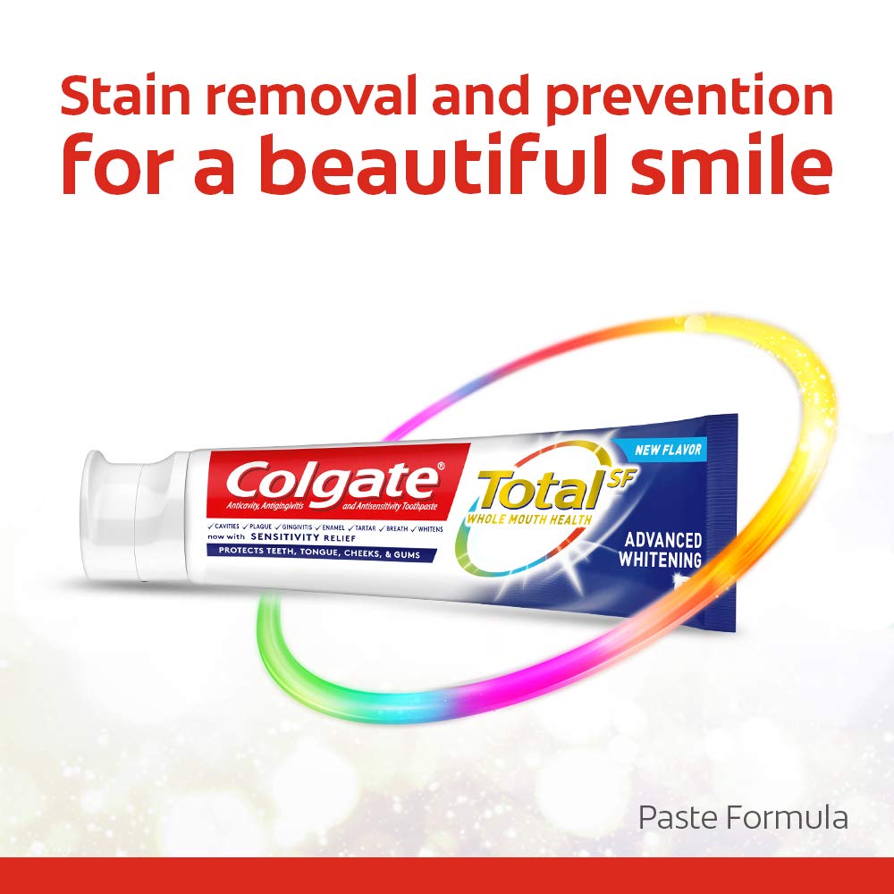 Close-up of Colgate toothpaste tube