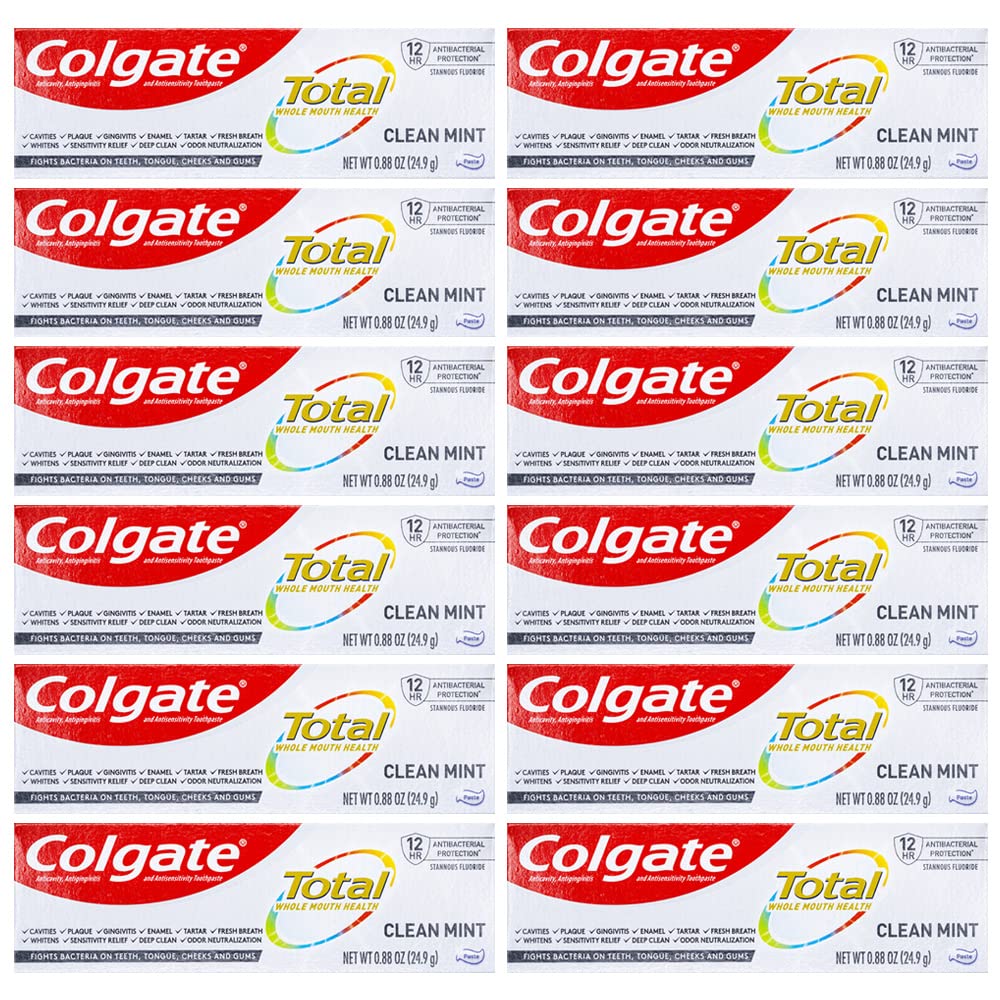 Colgate Total Clean Mint travel-size toothpaste front view