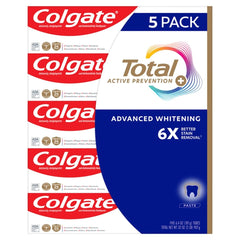 Front view of Colgate Total SF Advanced Whitening Toothpaste 6.4 oz Pack of 5