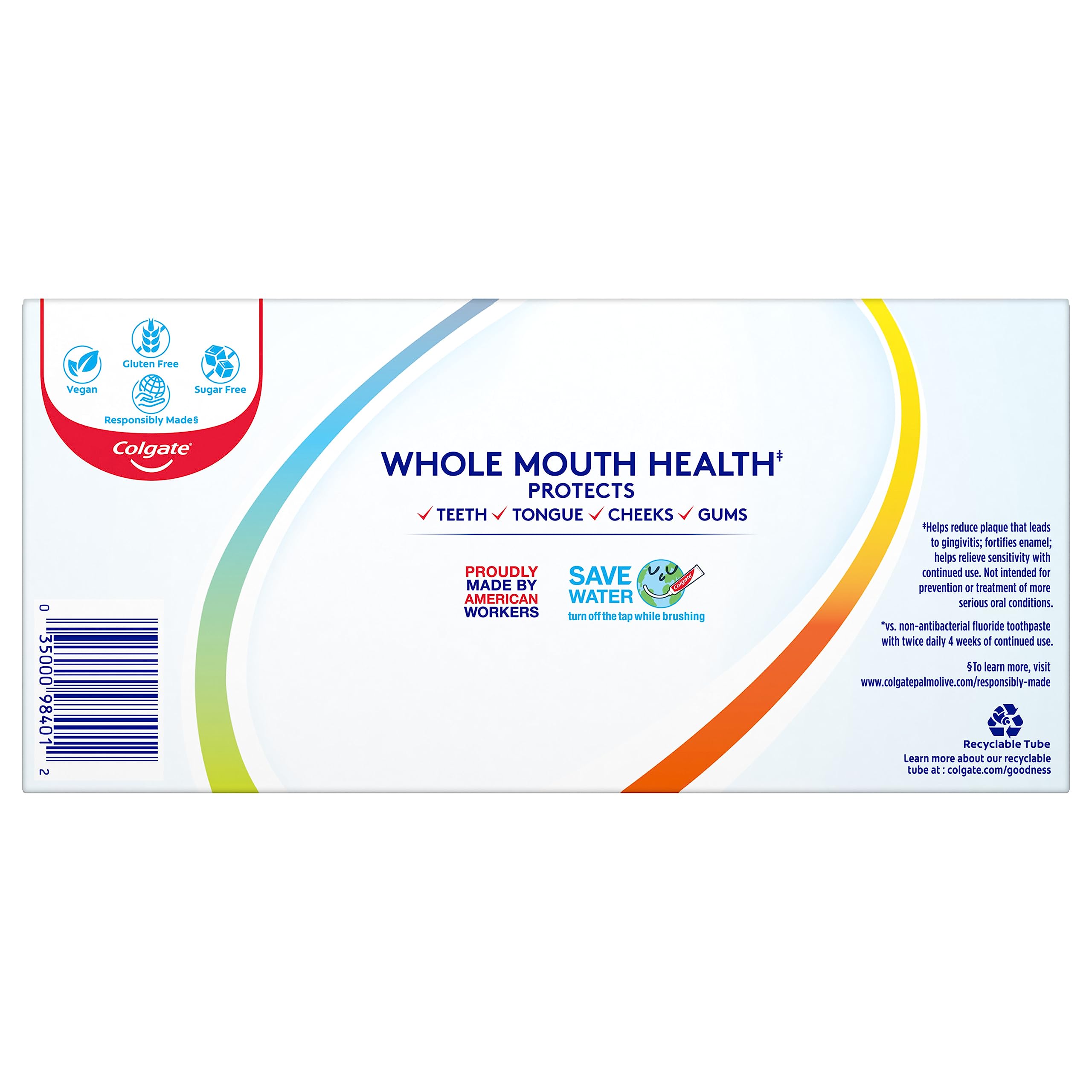 Smiling person with whitening toothpaste effects