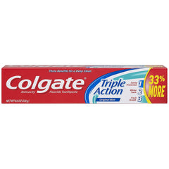 Colgate Triple Action Toothpaste Mint 8 oz tube - front view, pack of 6