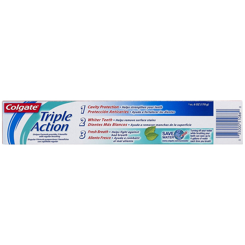 Colgate Triple Action Toothpaste Mint 8 oz tube - close-up of mint flavor