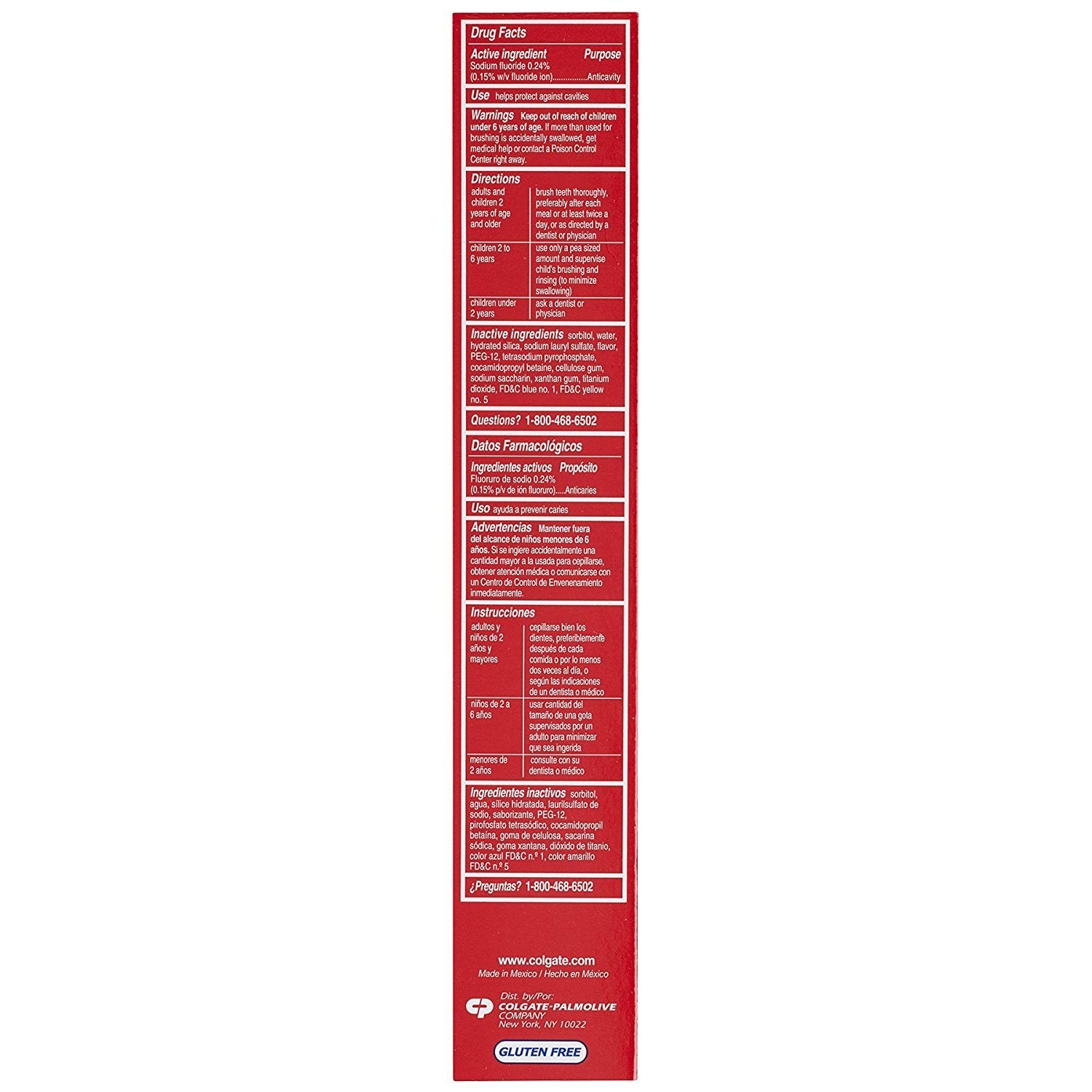 Colgate Triple Action Toothpaste Mint 8 oz - packaging showing three benefits, 6 tubes
