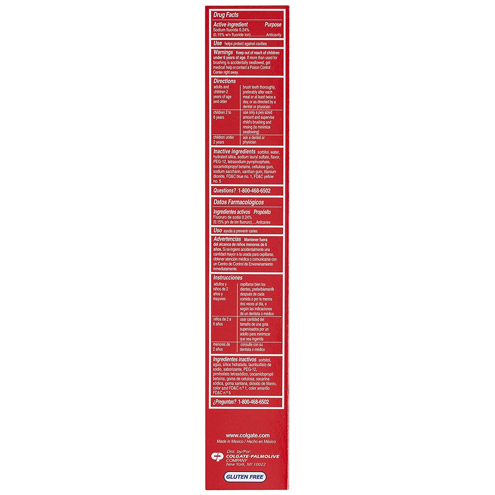 Colgate Triple Action Toothpaste Mint 8 oz - packaging showing three benefits, 6 tubes