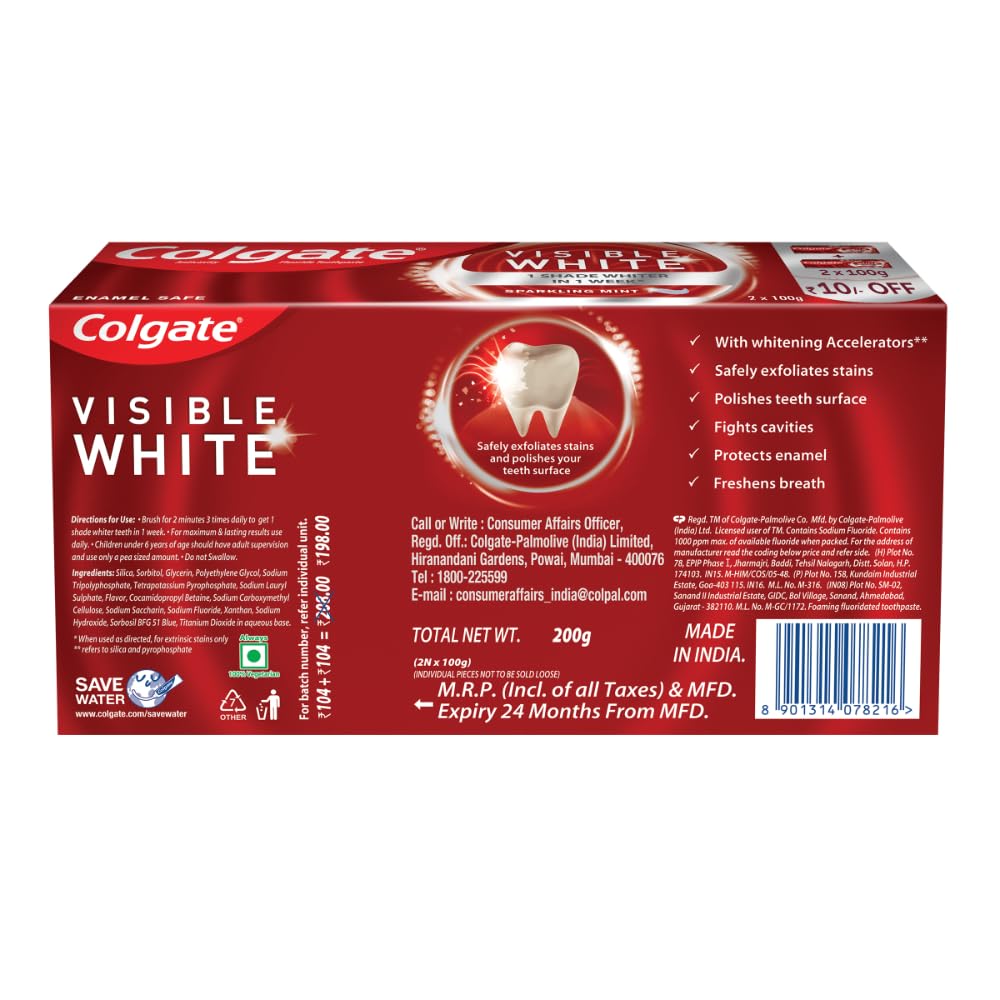 Bright smile after using Colgate Visible White toothpaste