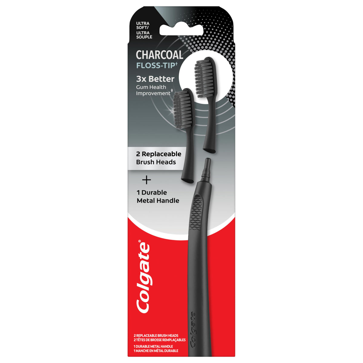 Colgate Keep Charcoal Replaceable Head Starter Kit with metal handle and two replaceable heads
