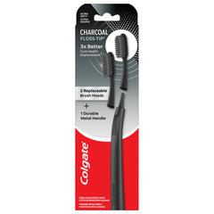 Colgate Keep Charcoal Replaceable Head Starter Kit with metal handle and two replaceable heads