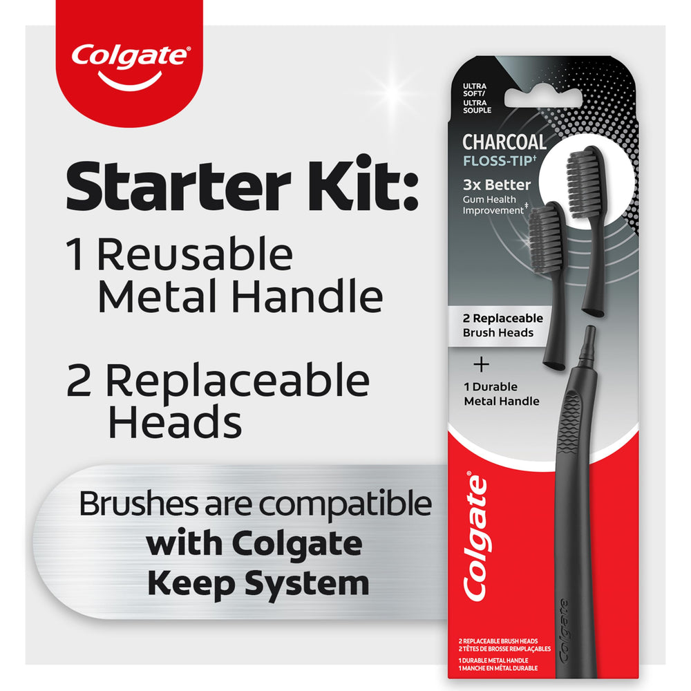 Durable stand-up metal handle for Colgate Keep toothbrush