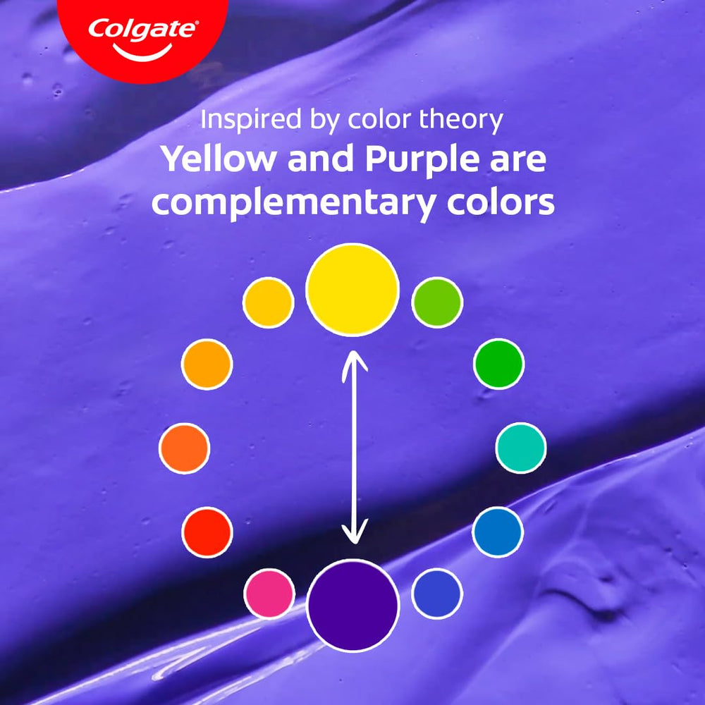 Purple toothpaste swatch showing color-correcting effect