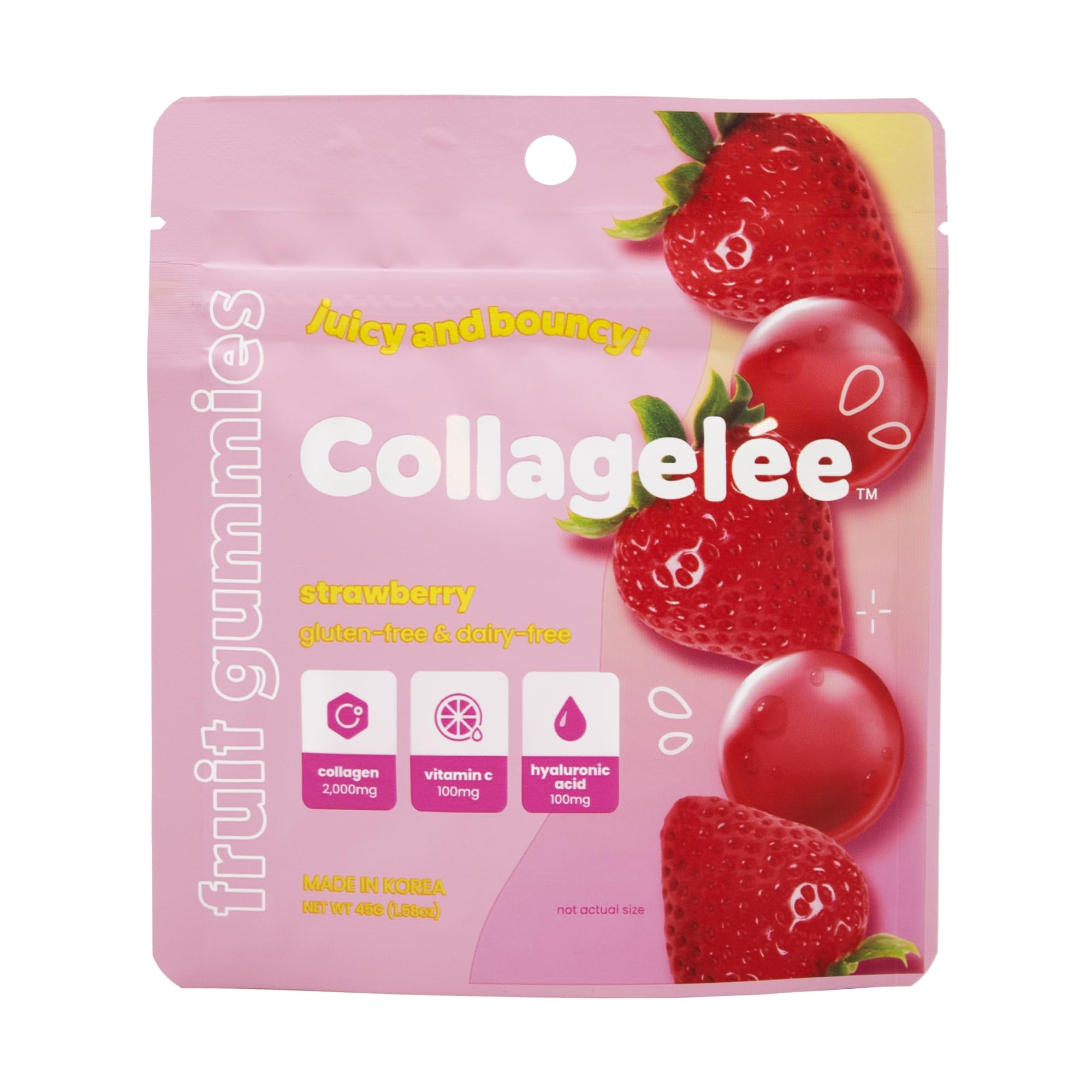 Collagelee Strawberry collagen gummies bottle on white