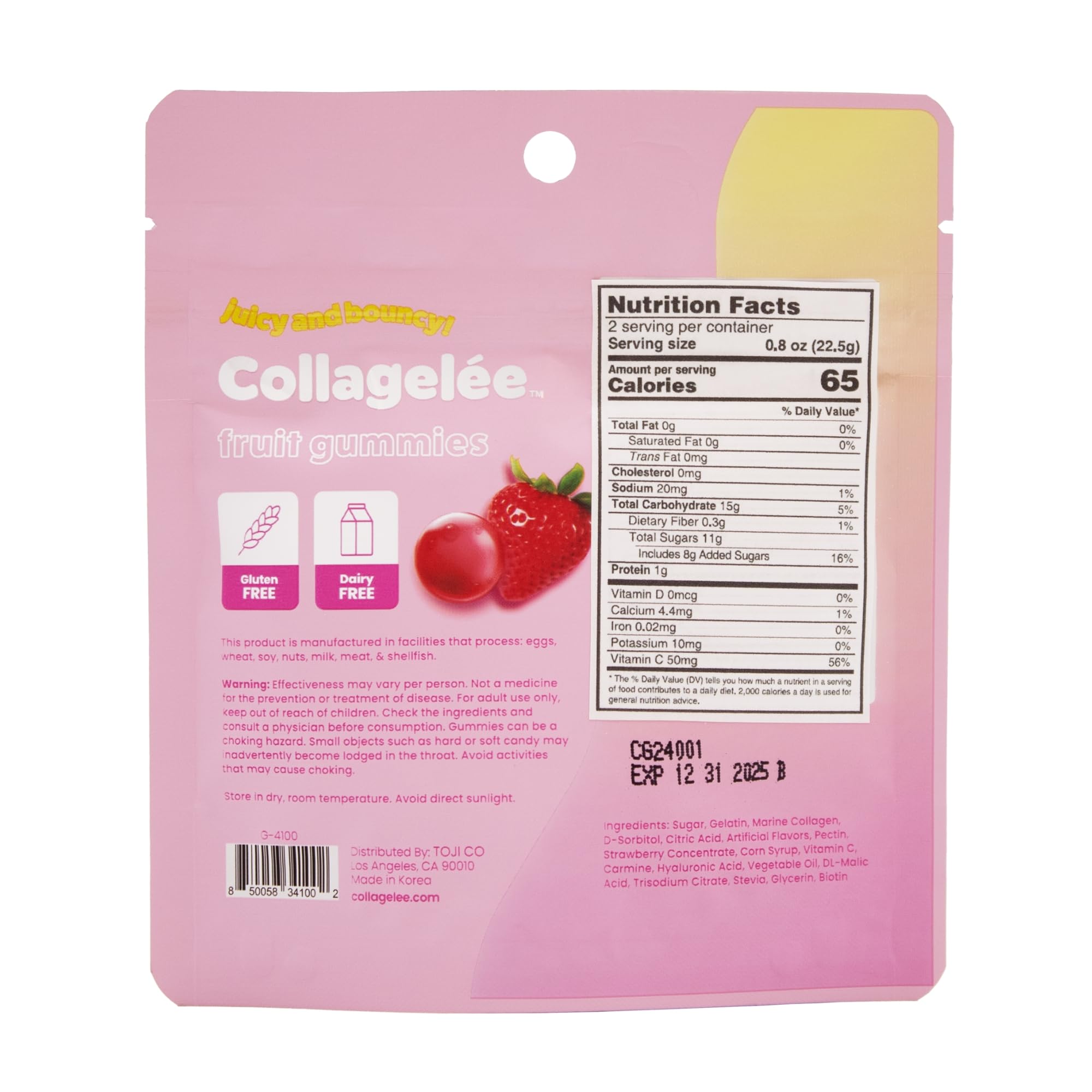 Close-up of Collagelee strawberry gummy