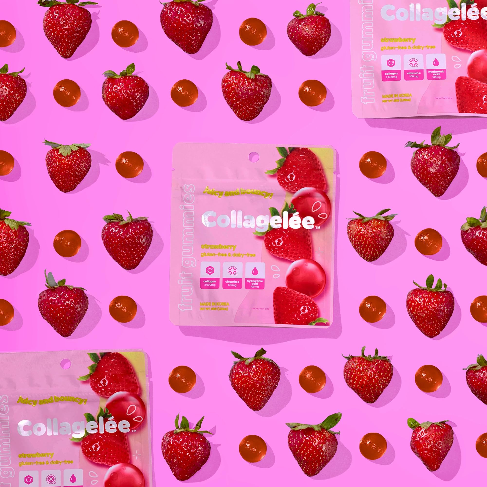 Box and pouch packaging of Collagelee gummies