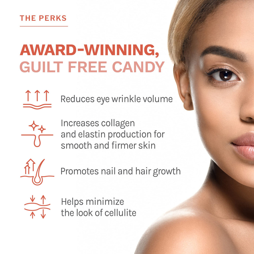 Collagen Candy texture close-up with sour apple flavor