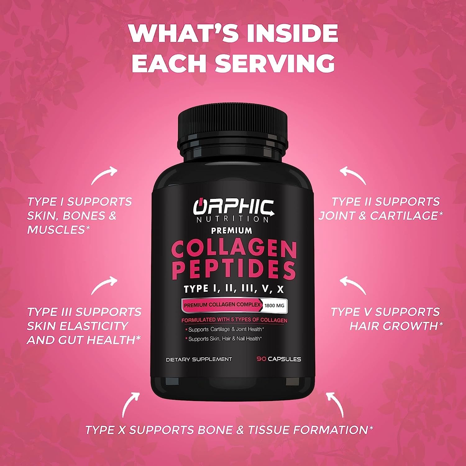Collagen peptides capsules in a 90-count bottle