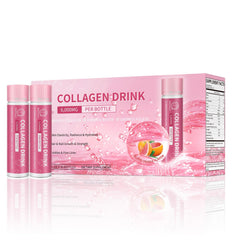 Blood orange flavored liquid collagen drink bottle showing 6000 mg marine collagen peptides