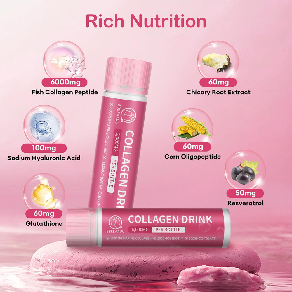 Box set of 30 bottles of collagen drink with blood orange flavor