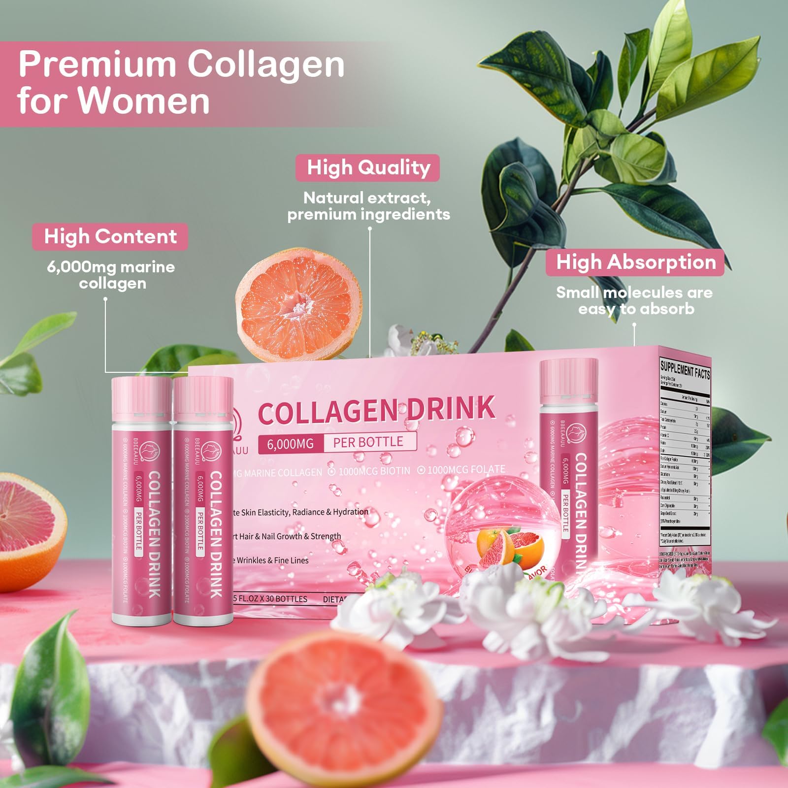 Beauty wellness concept with healthy skin glow and collagen imagery