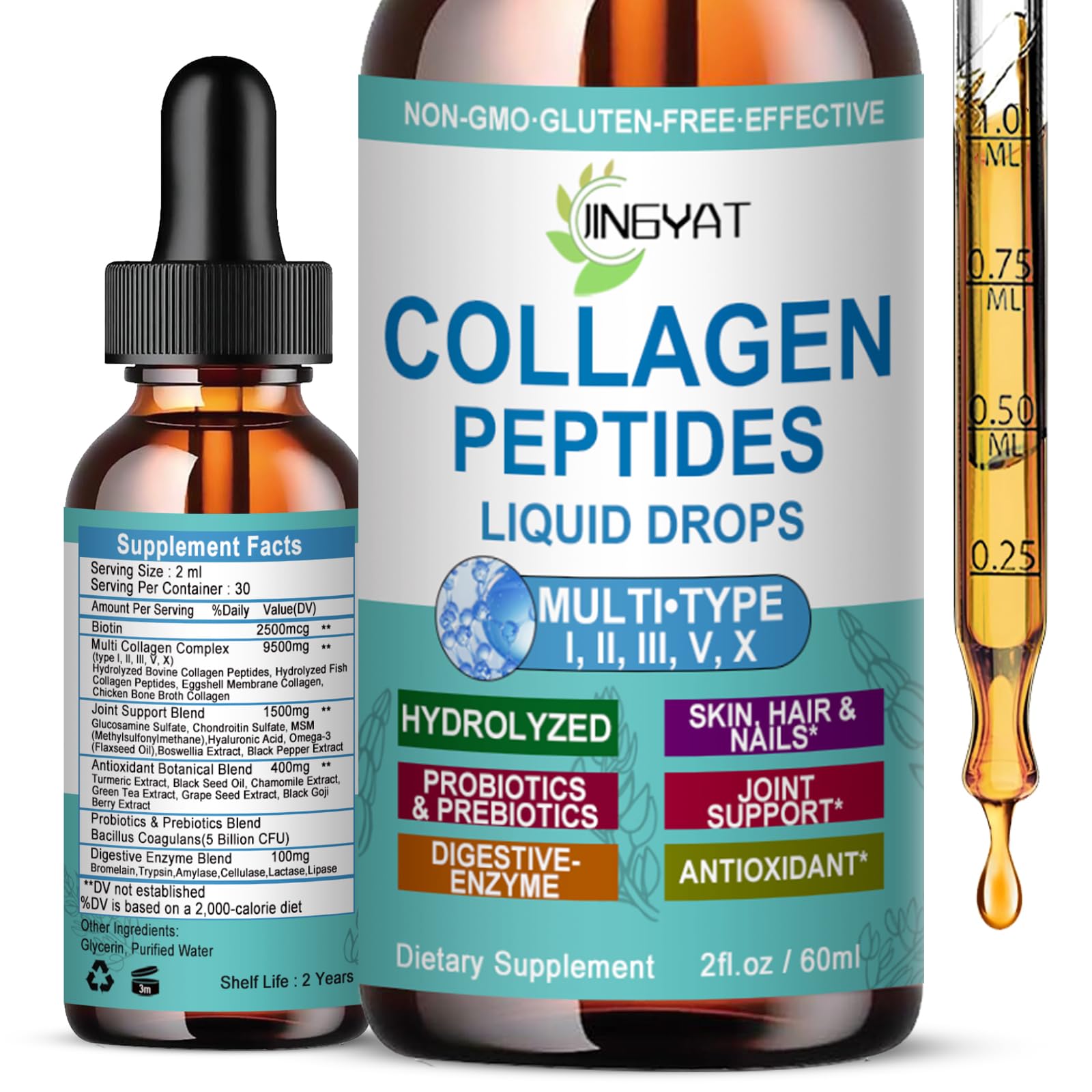 Bottle of Collagen Peptides Liquid Drops