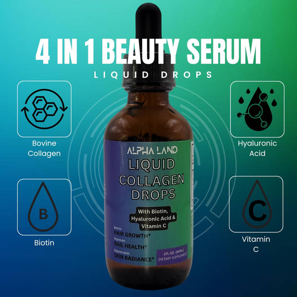 Close-up of liquid collagen serum dropper with hyaluronic acid and vitamins.