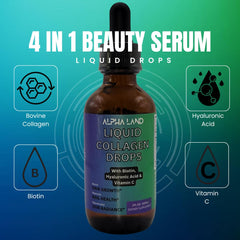 Close-up of liquid collagen serum dropper with hyaluronic acid and vitamins.