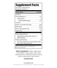 Close-up of Collagen Elixir label highlighting marine collagen peptides