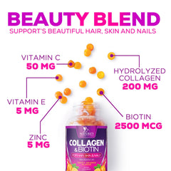 Lifestyle image highlighting hair, skin and nails benefits with gummies