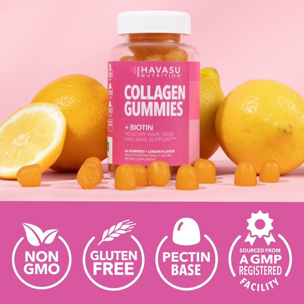 Serving guide showing daily use of collagen gummies lemon flavor