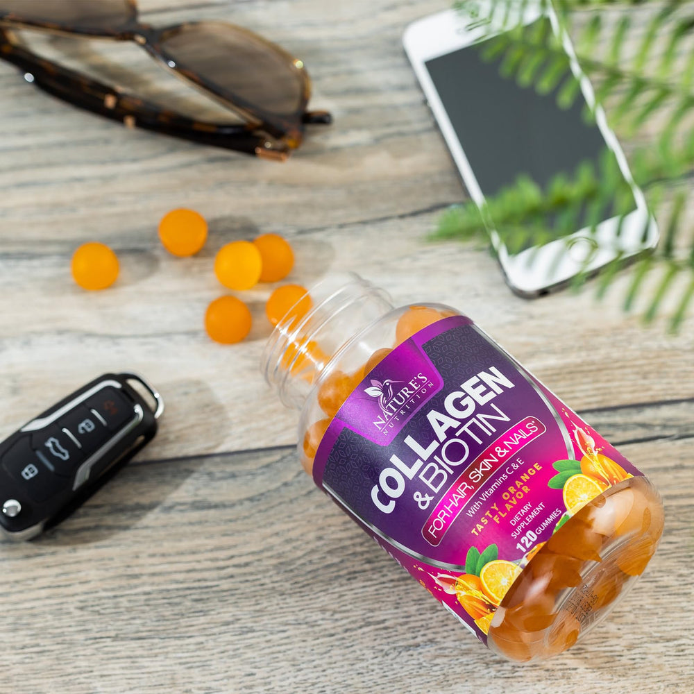 Gummy bottle on clean background with product details