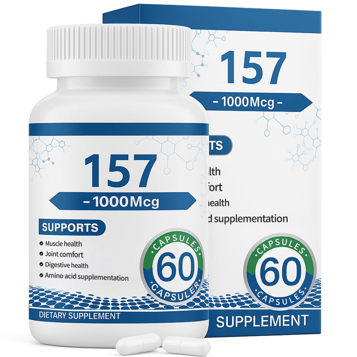 Bottle of Collagen Peptide Capsules 157 - front view