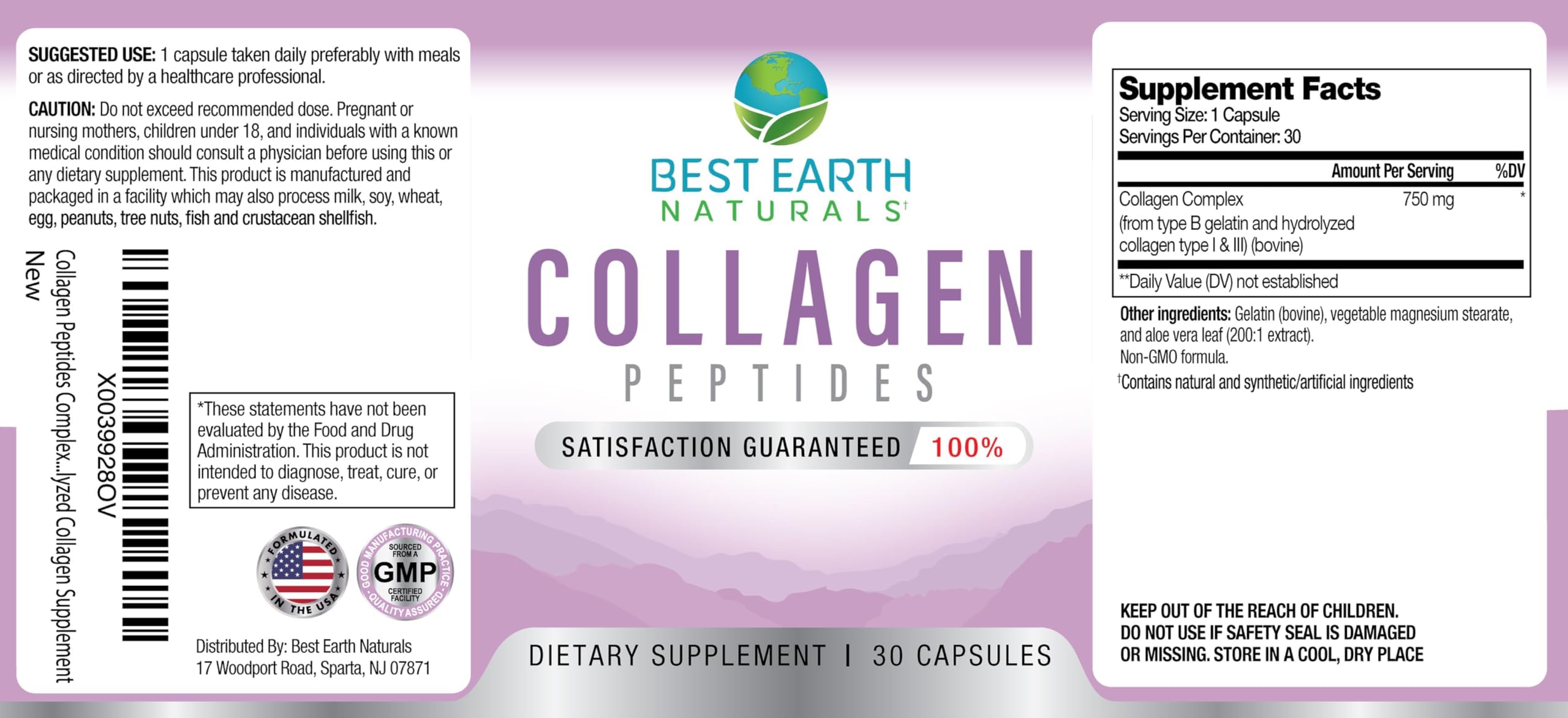Collagen peptides capsules for hair, skin, nails, and joints