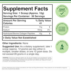 Back of container showing nutrition and collagen types I II III