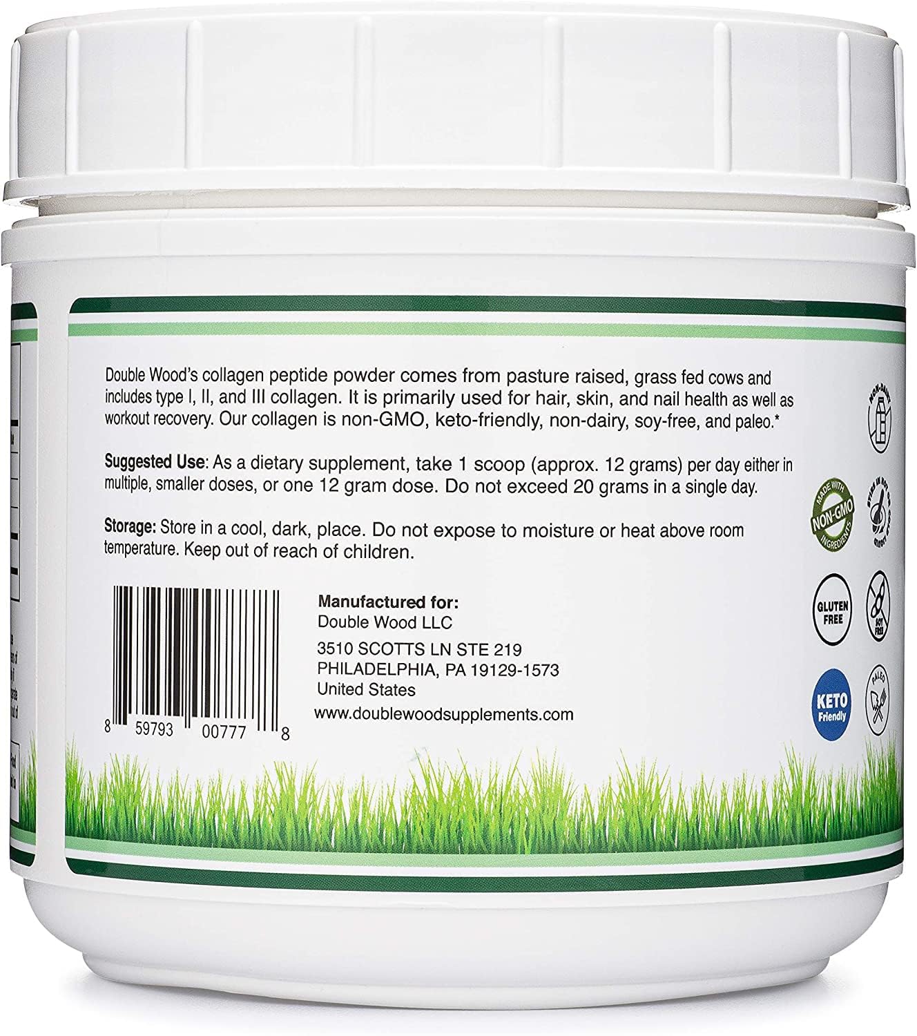 Collagen peptides powder being added to a smoothie