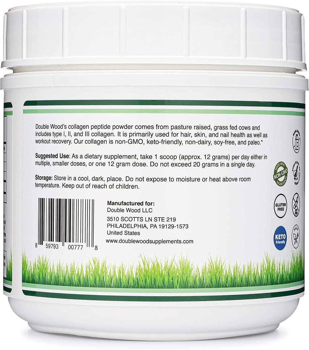 Collagen peptides powder being added to a smoothie