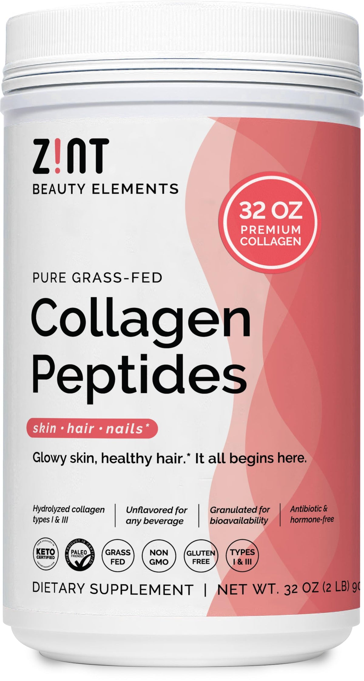 Collagen Peptides Powder XL 32 oz – unflavored, grass-fed hydrolyzed collagen