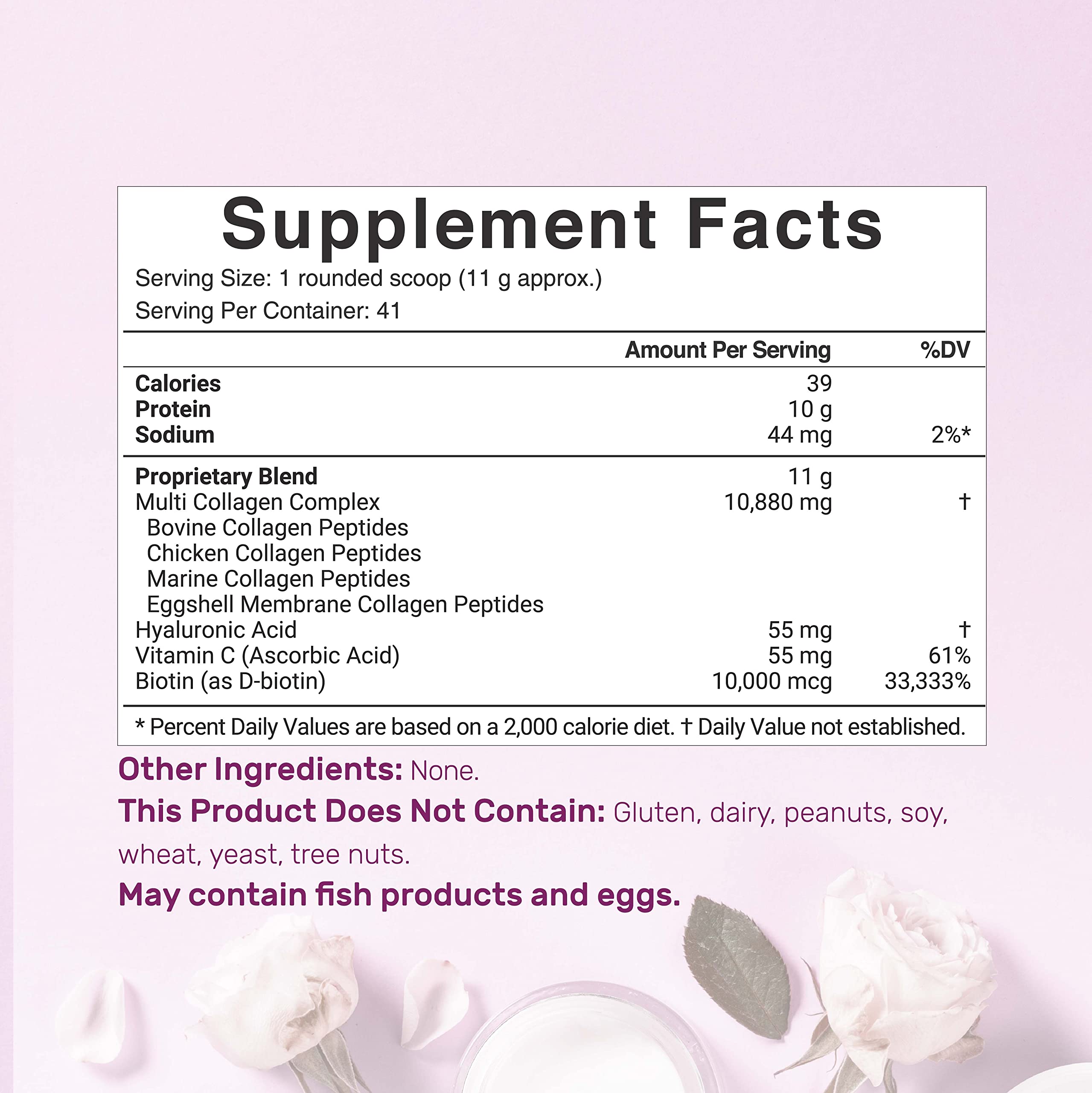 Collagen peptides types I II III V X