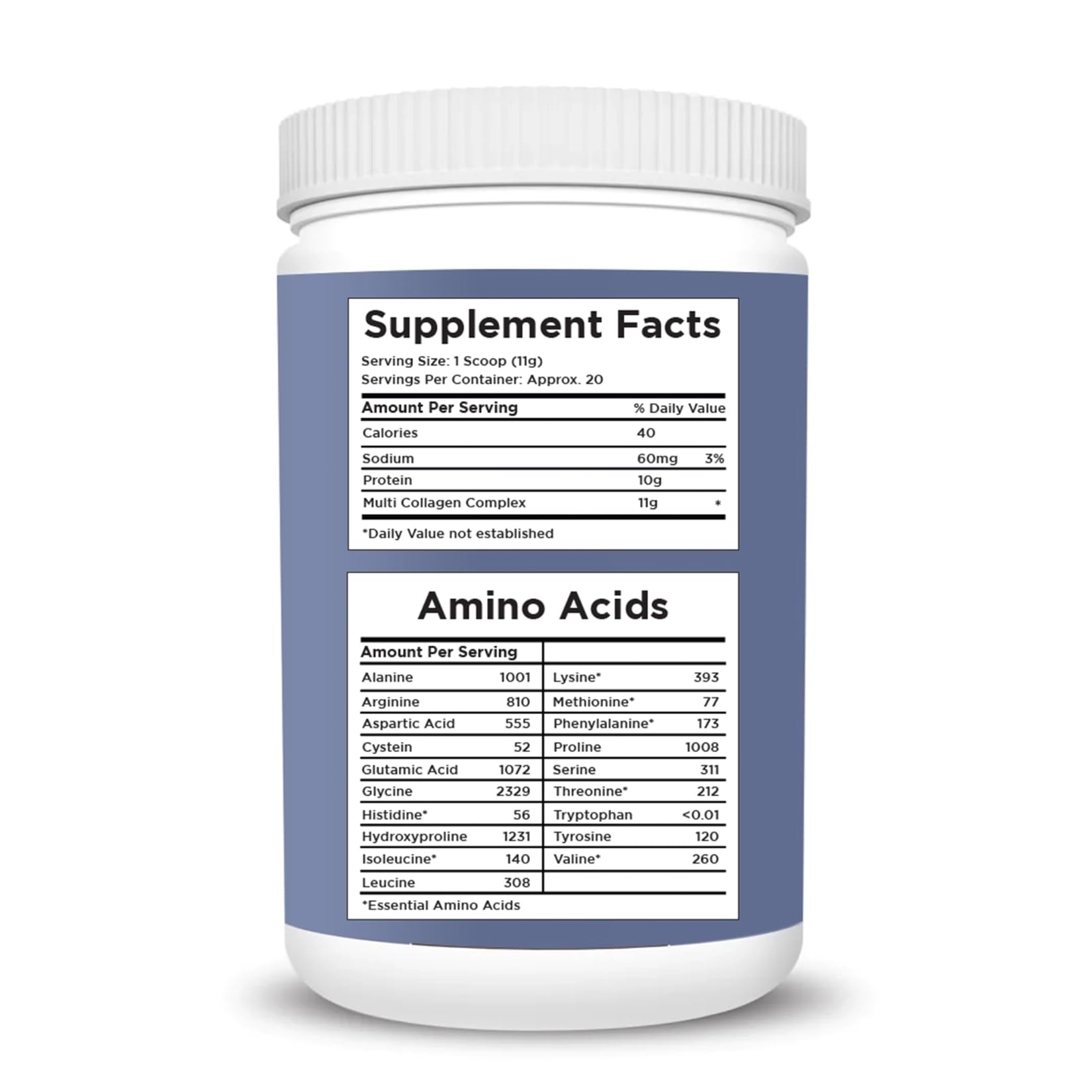 Hydrolyzed collagen peptides with types I II III V X