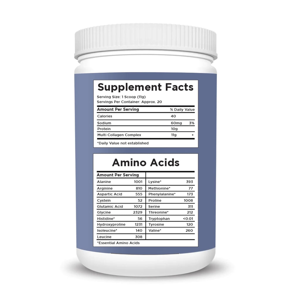 Hydrolyzed collagen peptides with types I II III V X